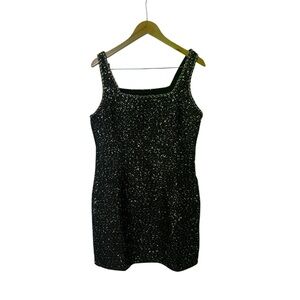 Vici Black Gold Tweed Chain Trim Dress L